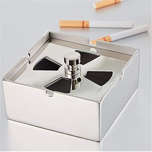 Cinzas de cinzas de aço robusto aço inoxidável redondo cinzeiro redondo charuto minimalista e cigarro Grande cinzeiro moderno Desktop Desktop Decorative Cigarray com tampa para sala de jantar da sala de estar adequada para