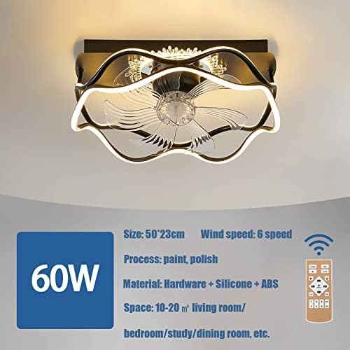 OLOTU 360 ° Shaking Head Teto Fan Light, ventilador de teto reversível silencioso, lustre de escurecimento de 3 cores para quarto/cozinha/sala