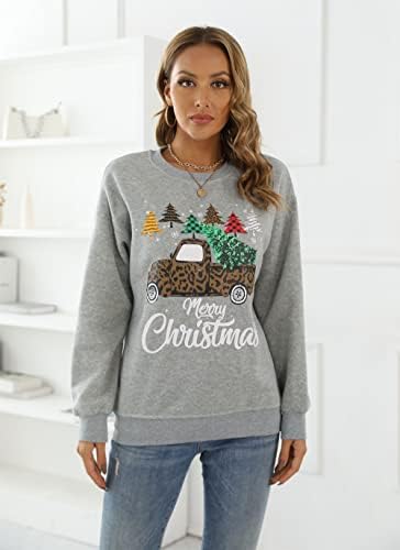 Sortamente Selta Feliz Feliz Natal Caminhão Funnamente Treça de Árvore Graphic Blouse Tops de blusa casual