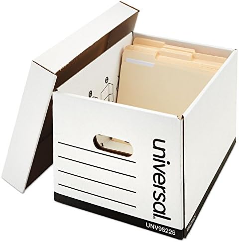Universal 95225 Caixa de armazenamento extra-resistência, letra/legal, 12 x 15 x 10, branco, 12/caixa