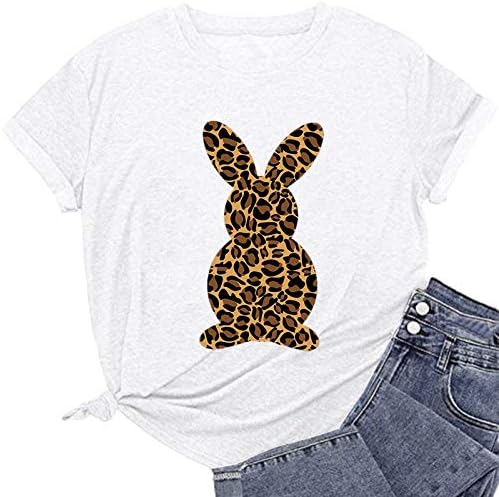 Camiseta de leopardo de leopardo feminino Tees gráficos solteiros casuais camisetas de manga curta de canela curta para