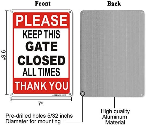 Mantenha o sinal fechado do portão, mantenha o portão fechado o tempo todo - ferrugem de alumínio de metal livre | 7 x