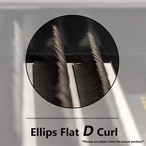 Extensões de cílios de coco de coco, Ellipse Flat D Curl [0,20mm], Extensões individuais de cílios individuais de vison))