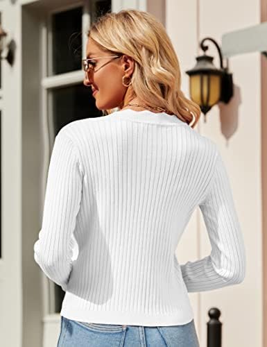 Shermia feminino manga comprida Cardigan Cardigan Knit encolher os ombros para vestidos tops V Botão do pescoço para baixo Cardigans Sweaters