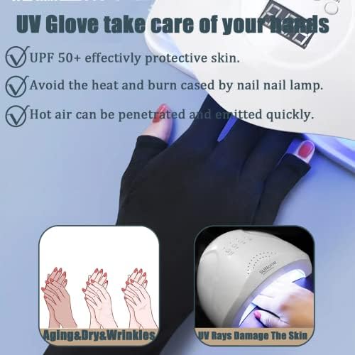 Luvas de manicure Hsathoac Manicure Proteção UV, luvas de proteção UV da pele de unhas, luvas profissionais de proteção UV5+