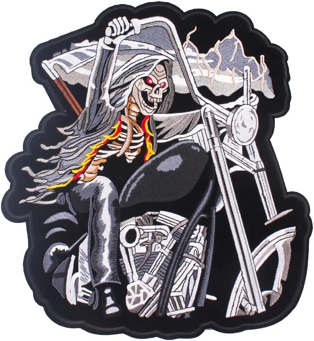 Oysterboy Grande Skull Biker Rider MC Motorcycle Thread Bordered Hook e Olhe Backed Patch