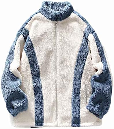 Masculino fofo sherpa jaqueta de inverno zip up casacos fora roupas de lã de lã de lã de gola de lã de colarinho de colarinho de