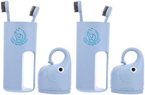 Doitool 2 Conjunto de dentes portáteis Caixa de casca de banheiro Copos de lavagem de boca com escovas de dentes materiais de