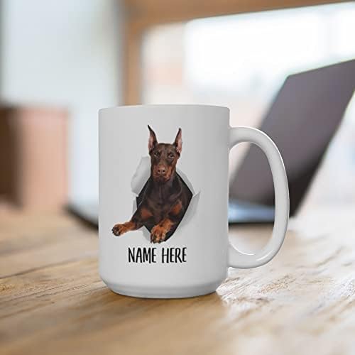 Nome personalizado engraçado Doberman Pinscher Choco Tan Texto personalizado Christmas 2023 Presentes White Coffee