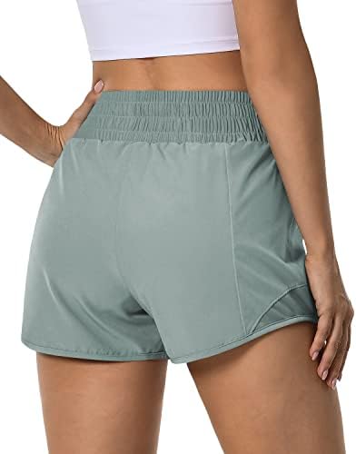 Shorts atléticos de avgo para mulheres com cintura alta shorts de corrida rápida com bolsos shorts de treino de camada