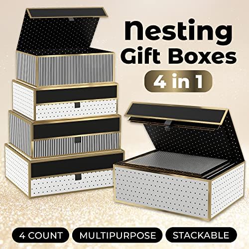 Caixas de presente de ninho houmy - belas caixas de presentes de bolinhas de bolinhas com tampas - tamanho XL, L, M, S Caixas