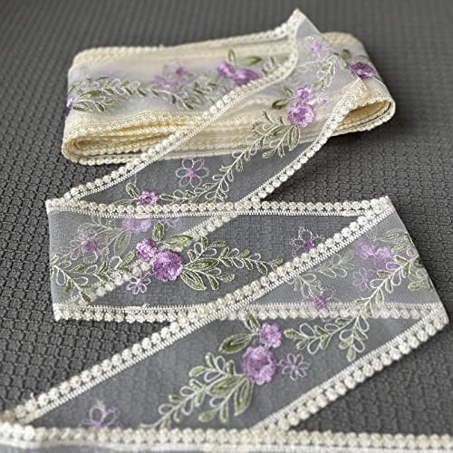 Suiglory Vintage Lace Grod, Purple Borderyer Lace Ribbons para artesanato, renda para costurar casamento/decoração