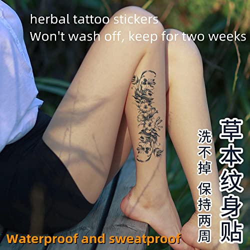9 lençóis Flor Flower Butterfly Gunflower Herbal Tattoo Start Startim à prova d'água Simulação Sweto Half Arm semi -tatuagem