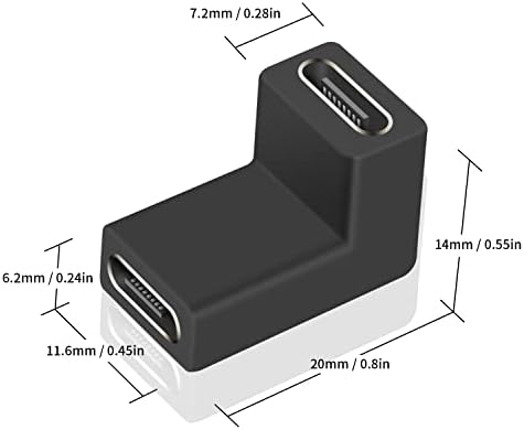 Duttek USB C Feminino para fêmea adaptadora, adaptador de acoplador USB C 10GBbps, 90 graus USB 3.1 Angle reto Tipo C Adaptador