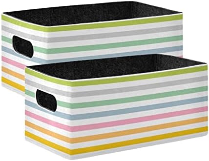 Bin de armazenamento arco -íris de desenho animado Qilmy para prateleiras cestas de armazenamento resistentes Conjunto