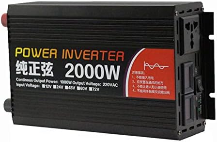 2000W Inversor de onda senoidal pura 12V 24V DC a 110V Converter CA Conversor de potência doméstica com 1 tomada CA