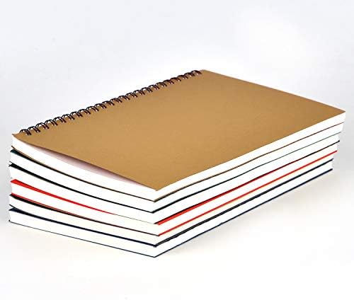 Caderno de capa macia de Zealor 6 peças com papel forrado 8,3 polegadas x 5,5 polegadas, cadernos em espiral -120 páginas, 60 folhas para viagens de escritório na escola