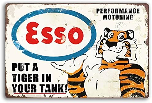 Óleo de Motor de Tigre do PEI de PEI, sinal de lata vintage retro, decoração de parede para o posto de gasolina de caverna do bar de garagem em casa, 8 x12/20x30cm