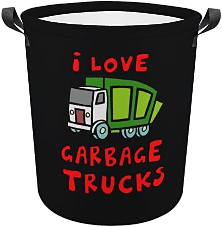 Eu amo lixo de lixo caminhões de lavanderia com alças redondas cestas de armazenamento de lavanderia dobrável para o