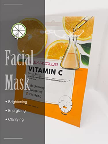 Kleancolor iluminando folhas de máscara facial de vitamina -c beleza coreana - 3 pacote