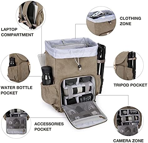 Mochila da câmera, mochila de câmera Bagsmar DSLR SLR à prova d'água, mochila de fotografia anti-roubo com compartimento de laptop