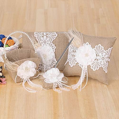 Fbest 4pcs/set vintage Rustic Burlap Supplies Wedding Casce