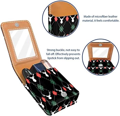 Christmas Rhombus Rhombuses Lipsel Batom Case de batom portátil Bolsa de maquiagem Case de batom de batom de viagem com Mini Mini