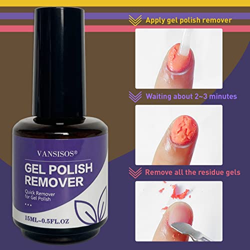 Kit de removedor de esmalte em gel de vansisos, removedor de polimento de gel para unhas látex líquido para unhas, óleo de cutícula