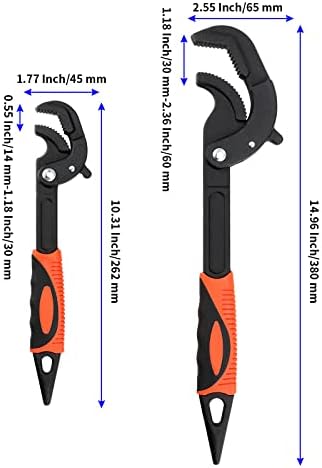 Chave ajustável de multifuncional Heihak 2 PCs, 0,6-1,2 & 1,2-2,4 Spanner de ajuste auto-ajuste Conjunto de chave,