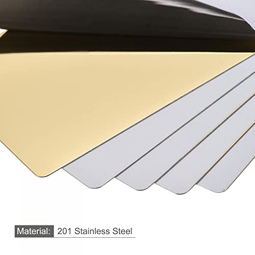 Cartão de metal em branco uxcell 66mm x 45 mm x 0,4 mm 201 Placa de aço inoxidável polimento de ouro 15 pcs