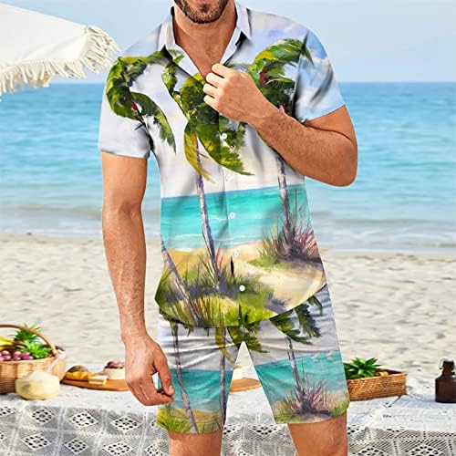 Camisetas masculinas de verão camisa de verão praia de manga curta masculina mola de primavera casual shorts abotoados o