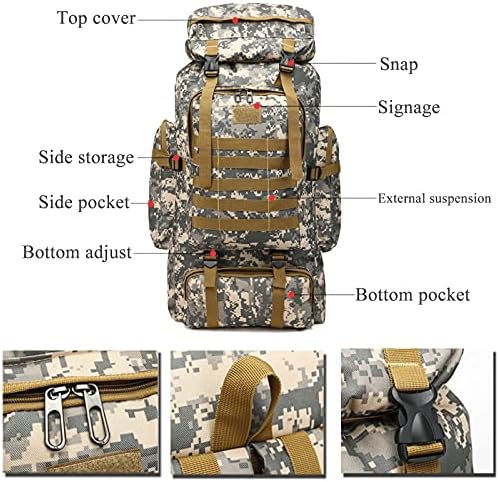 70L Backpack de caminhada de caminhada à prova d'água 70L, mochila de mochila para camping de caça mochila para homens mochila esportiva