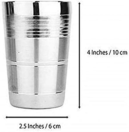 Sharda Metals Conjunto de 4 copos de suco de água, 4 polegadas de tamanho real de aço inoxidável Tumblr Drinkware Glass