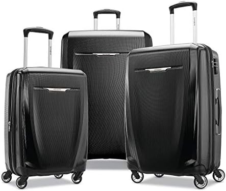 Samsonite Winfield 3 DLX Hardside Luggage com spinners, conjunto de 3 peças, preto