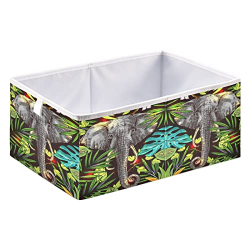Cubos de armazenamento dobráveis ​​de cubos dobráveis ​​de cubos florais tropicais de elefante flora