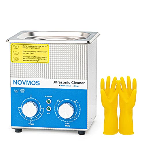 Limpador ultrassônico de NovMos com aquecedor e temporizador, máquina de limpeza ultrassônica mecânica profissional 2L com maçaneta