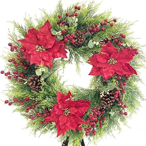 ZSEDP Simulação Christmas Wreath Wreath Red Pine Cone American Holiday Door Decoration Greath