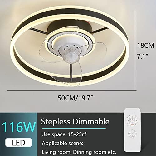 Ibalody Modern 116W LED Teto Fan Light Free de teto escurável com luz LED Luz de teto mudo interior com ventilador