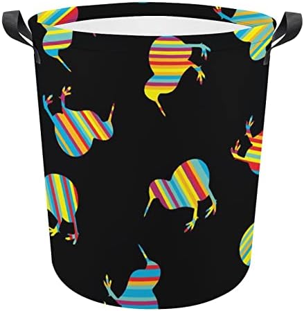 Cesta de lavanderia de pássaros kiwi com alças redondas cestas de armazenamento de lavanderia dobrável para banheiro