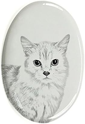 Art Dog Ltd. Munchkin Cat, lápide oval de azulejo de cerâmica com uma imagem de um gato