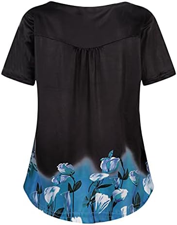 Narhbrg feminina Túnica de verão Top Top Floral Print Tshirt Trendy Loose Fit Tee Camise