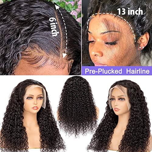 Pladio Water Wave Lace Wigs Cabelo Humano Pré -arranhado 180% Densidade13x6 HD Lace Frontal Curly Wigs para mulheres negras