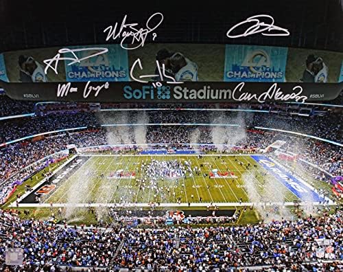 Rams Stafford, Donald, Kupp +3 assinado 16x20 SB LVI Champions Fanatics - fotos autografadas da NFL