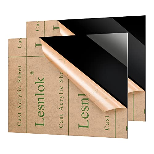 2 Pacote de folha de plexiglasse preto de 12 ”x 16” x 1/8 ”de folha de acrílico fundido preto, materiais de bricolage para