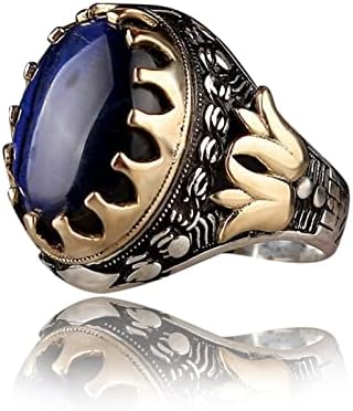 Anel de puss Grande forma azul anel de diamante anel de presente anel de diamante Saphire anel de anel gemia vintage anel grande