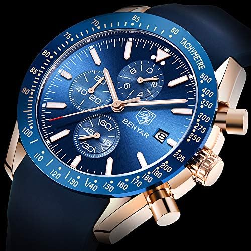 Benyar - Relógio de pulso elegante para homens, relógios de cinta de silicone genuínos, movimento perfeito de quartzo, impermeável