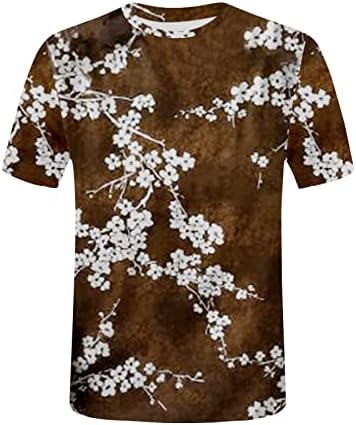 Mulheres Mangas curtas Tshirts Plum Floral Graphic Bloups T camisetas de barco Pescoço outono Tiradas de camisetas Trendy