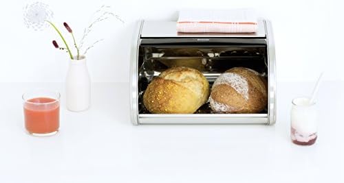 BRABANTIA ROLL Top Bread Box Medium Front Aleda Top Top Pão, ideal para o balcão da cozinha