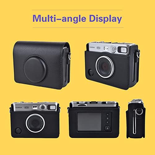 Rieibi Instax Mini Evo Caso - Caso de proteção de couro PU vintage para Fuji Instax Mini Evo Instant Camera - Caso removível
