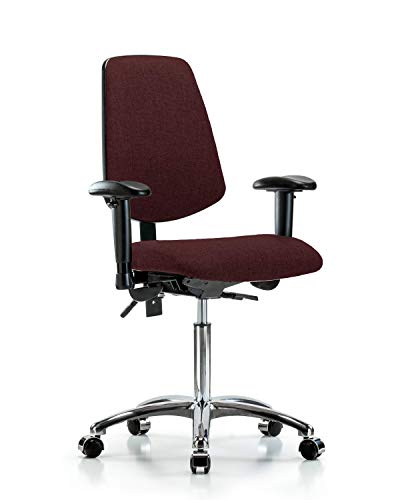 LABTECH ASSENTO LT42230 Cadeira de bancada média, tecido, base de cromo médio nas costas - inclinação, braços, rodízios